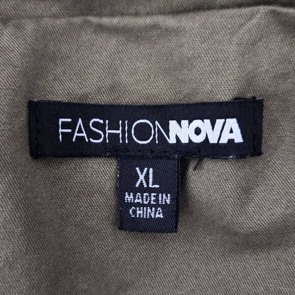 Fashion Nova Army Green Utility Jacket Size XL Green Military Inspired Jacket - Picture 7 of 10